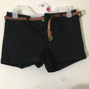 Black Shorts with brown belt